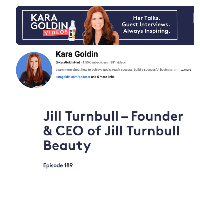 Jill Turnbull Beauty's botanical haircare products featured on Kara Goldin Podcast  discussing her plant-based, ocean-safe formulas developed by a professional hairdresser for performance and sustainability.