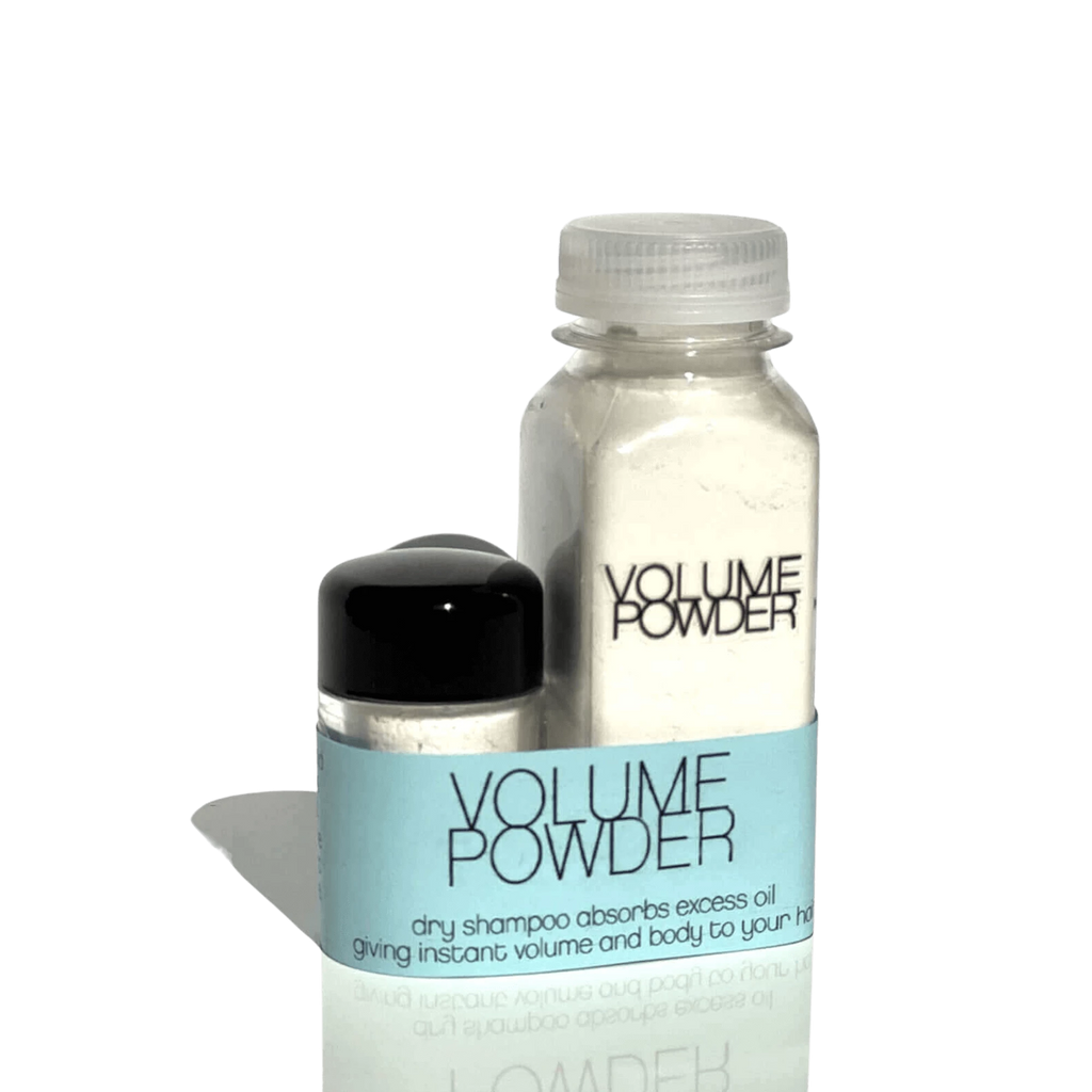 VOLUME POWDER is an organic vegan dry shampoo and styling powder that gives excellent lift and volume while absorbing excess oils.   VOLUME POWDER comes two sizes: 4oz Refillable Spray and 2oz Travel Shaker with Refill - pick below.