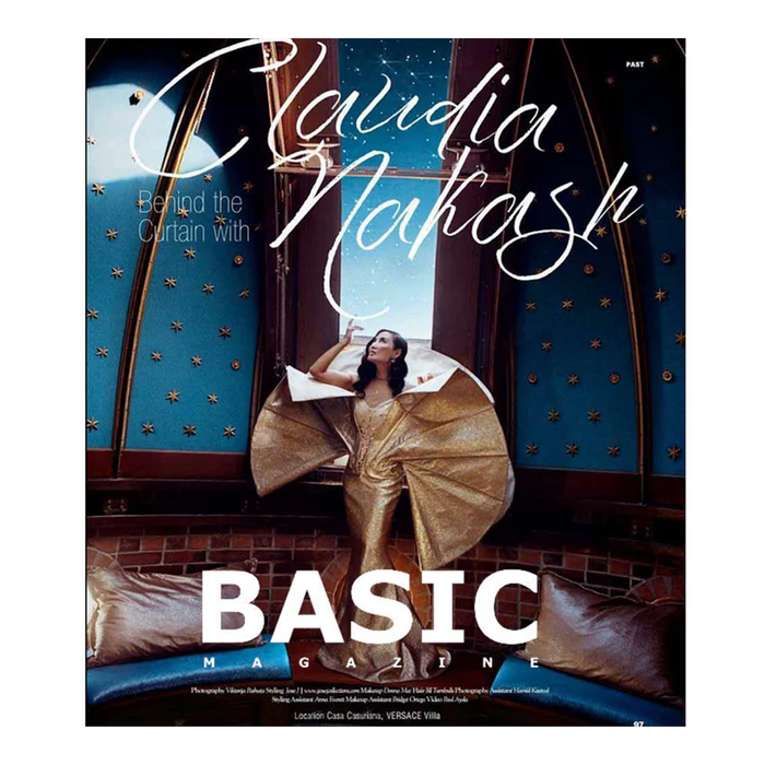 Editorial feature in BASIC Magazine with hair styled by Jill Turnbull using her botanical haircare professional, ocean-safe formulas rooted in decades of experience