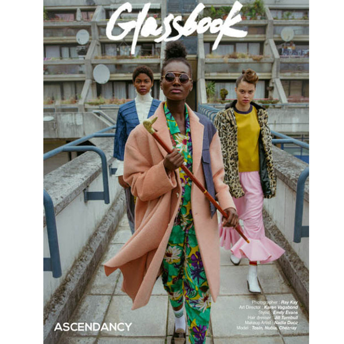 Editorial feature in Glassbook Magazine with hair styled by Jill Turnbull using her botanical haircare professional, ocean-safe formulas rooted in decades of experience.
