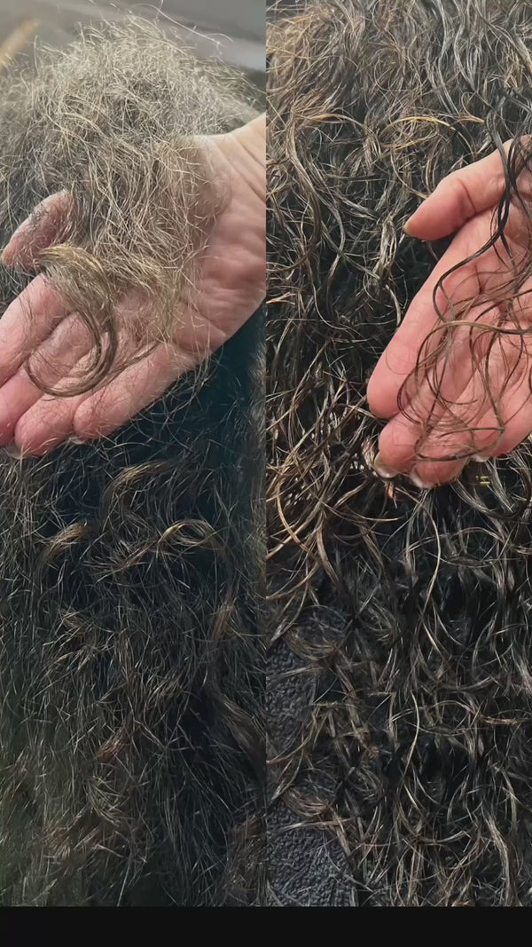 A repairing hair mask enriched with Shea Butter that restores hydration on the inside, locks in moisture on the outside, and strengthens the elasticity, to dry, damaged hair while preventing split ends and breakage. Your hair thrives on real restoration, not surface-level fixes. Botanical pre-wash TREAT reinforces your hair fibers, working in harmony with your hair’s natural biology for strength and long-lasting health.